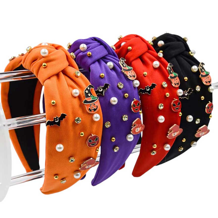 Enamel Halloween Charm Stone Cluster Embellished  Headband  from Madeline Love