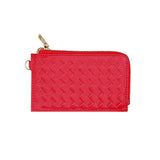 Faux Leather Basket Weave Flat Card Holder Wallet with Wristlet  from Madeline Love