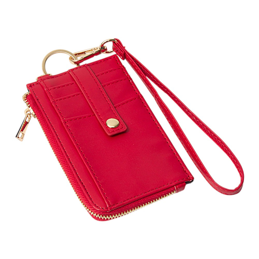 Faux Leather Basket Weave Flat Card Holder Wallet with Wristlet  from Madeline Love