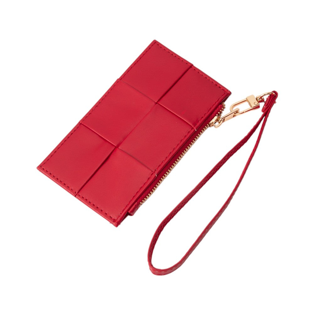 Faux Leather Weave Flat  Coin Wallet  from Madeline Love