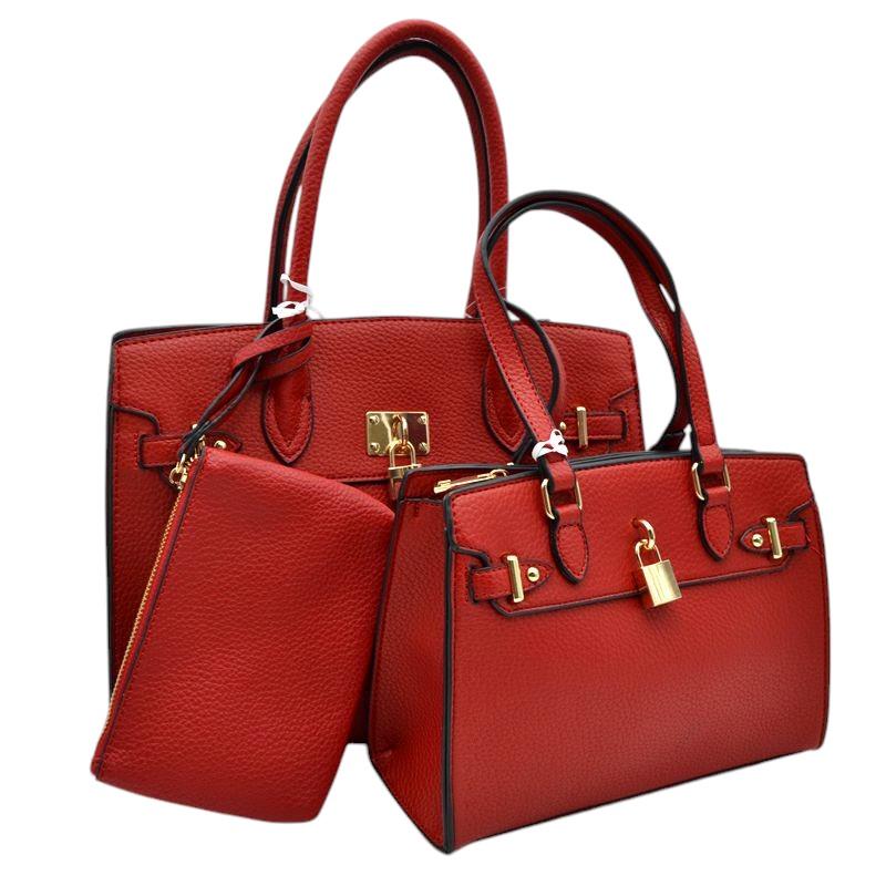 Padlock Accent 3 in 1 Twin Tote-Satchel Value Set with Wallet  from Madeline Love