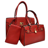 Padlock Accent 3 in 1 Twin Tote-Satchel Value Set with Wallet  from Madeline Love