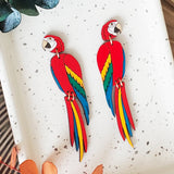 Red Macaw Stud Dangles from LE CHIC MIAMI