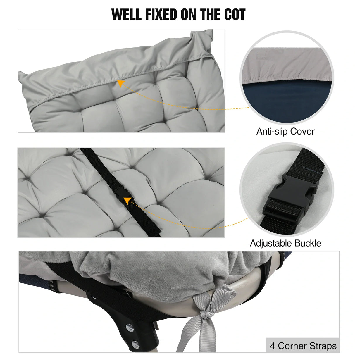 Portable Folding Sleeping Cot Mattress Pads for Camping,Gray Blue Black Brown From Redcamp
