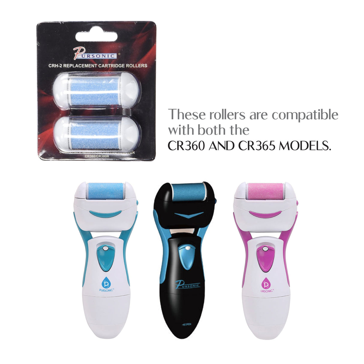 2 Replacement Rollers for CR360 & CR365 Callus Remover from Pursonic