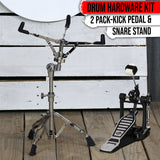 2-Pack Kick Bass Drum Pedal & Snare Drum Stand Set by GRIFFIN | Deluxe Double-Chain Foot Pedal with 4-Sided Beater & Adjustable Power Cam | Durable Percussion Hardware for Intense Play from GeekStands.com
