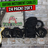 24 PACK - FAT TOAD 20FT Guitar Cords Instrument Cables | 24 AWG Patch Conductor for Electric Guitar, Bass, Amplifier, Speaker, Keyboard & Recording Studio | Shielded 1/4 Inch Gold Straight-End Wires from GeekStands.com