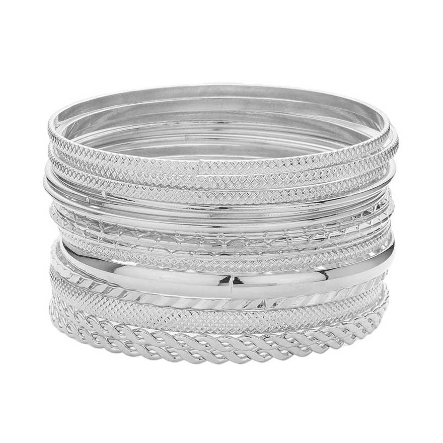 15PCS Layered Multi-Metal Bangle Bracelets from Madeline Love