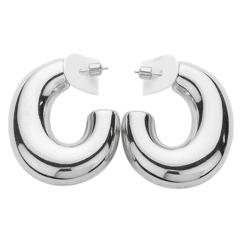 18K Gold Dipped Chunky Stainless Steel Hoop Earrings from Madeline Love