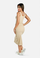 Ribbed Knit Slit Tank Dress from London Rag International