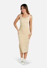 Ribbed Knit Slit Tank Dress from London Rag International