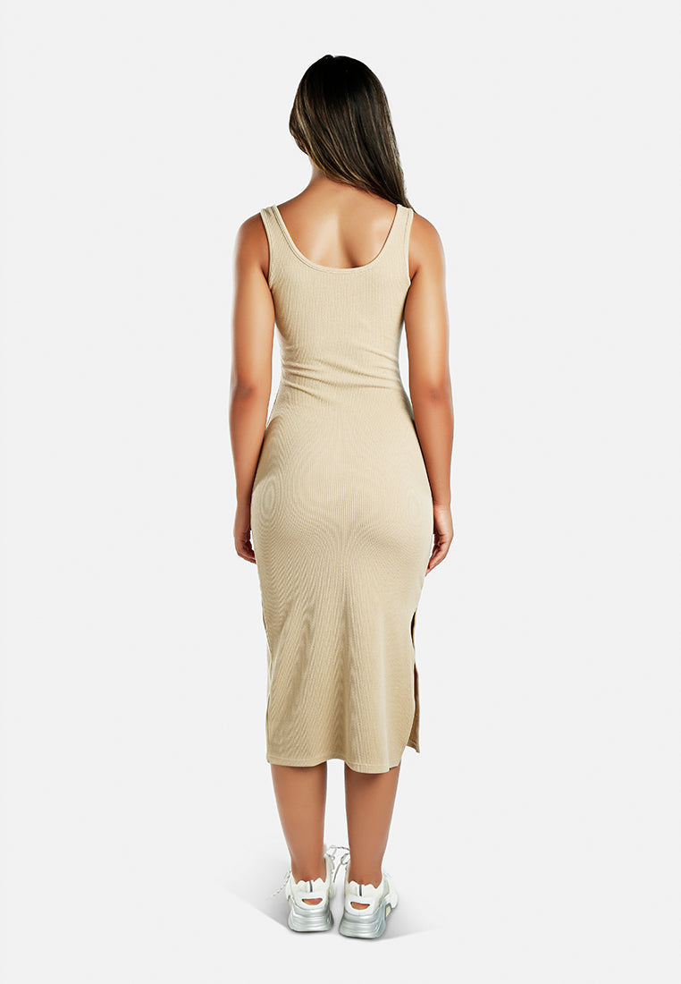 Ribbed Knit Slit Tank Dress from London Rag International