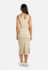 Ribbed Knit Slit Tank Dress from London Rag International