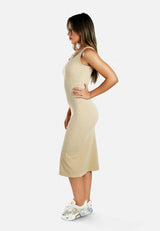 Ribbed Knit Slit Tank Dress from London Rag International