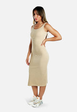 Ribbed Knit Slit Tank Dress from London Rag International