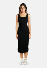 Ribbed Knit Slit Tank Dress from London Rag International