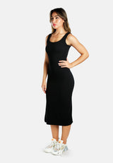 Ribbed Knit Slit Tank Dress from London Rag International