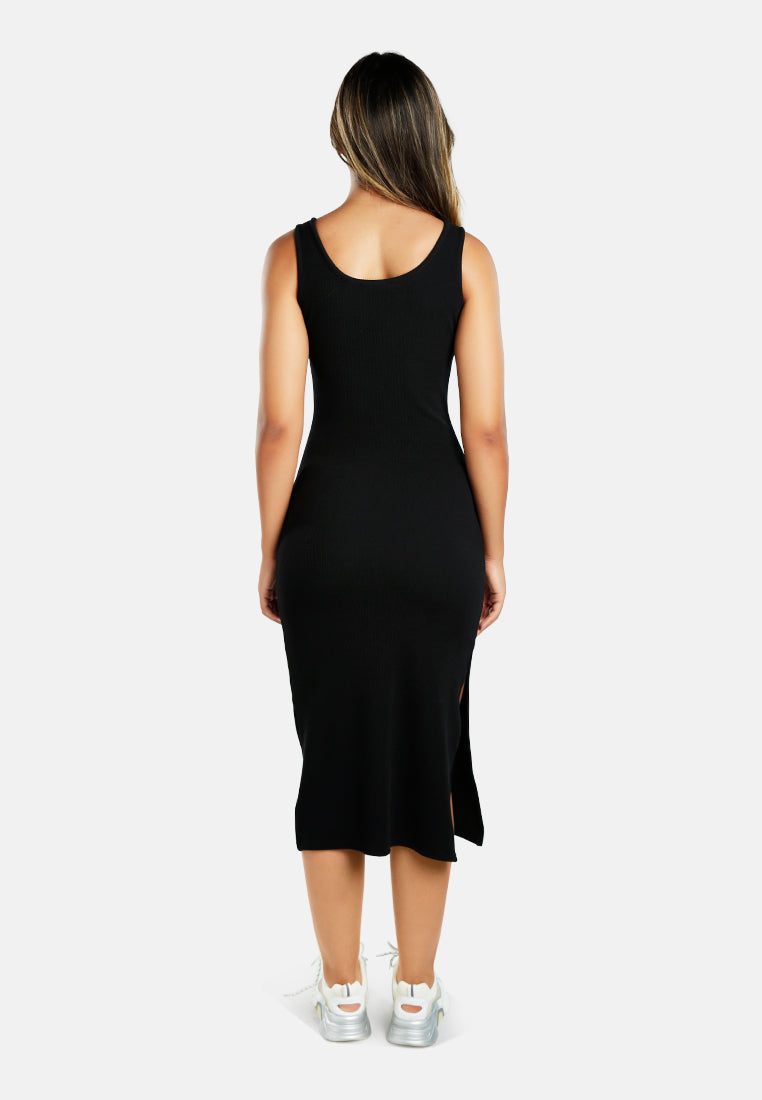 Ribbed Knit Slit Tank Dress from London Rag International