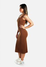 Ribbed Knit Slit Tank Dress from London Rag International