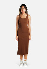 Ribbed Knit Slit Tank Dress from London Rag International