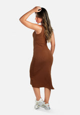 Ribbed Knit Slit Tank Dress from London Rag International