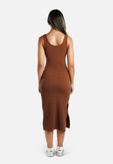 Ribbed Knit Slit Tank Dress from London Rag International