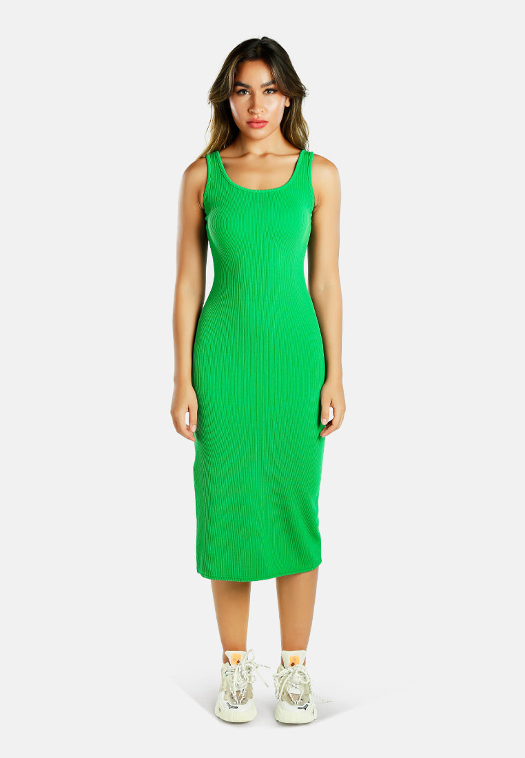 Ribbed Knit Slit Tank Dress from London Rag International
