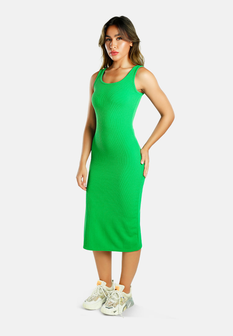 Ribbed Knit Slit Tank Dress from London Rag International