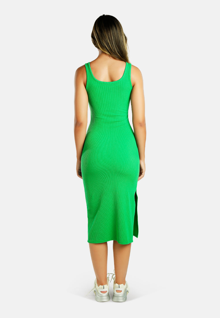 Ribbed Knit Slit Tank Dress from London Rag International