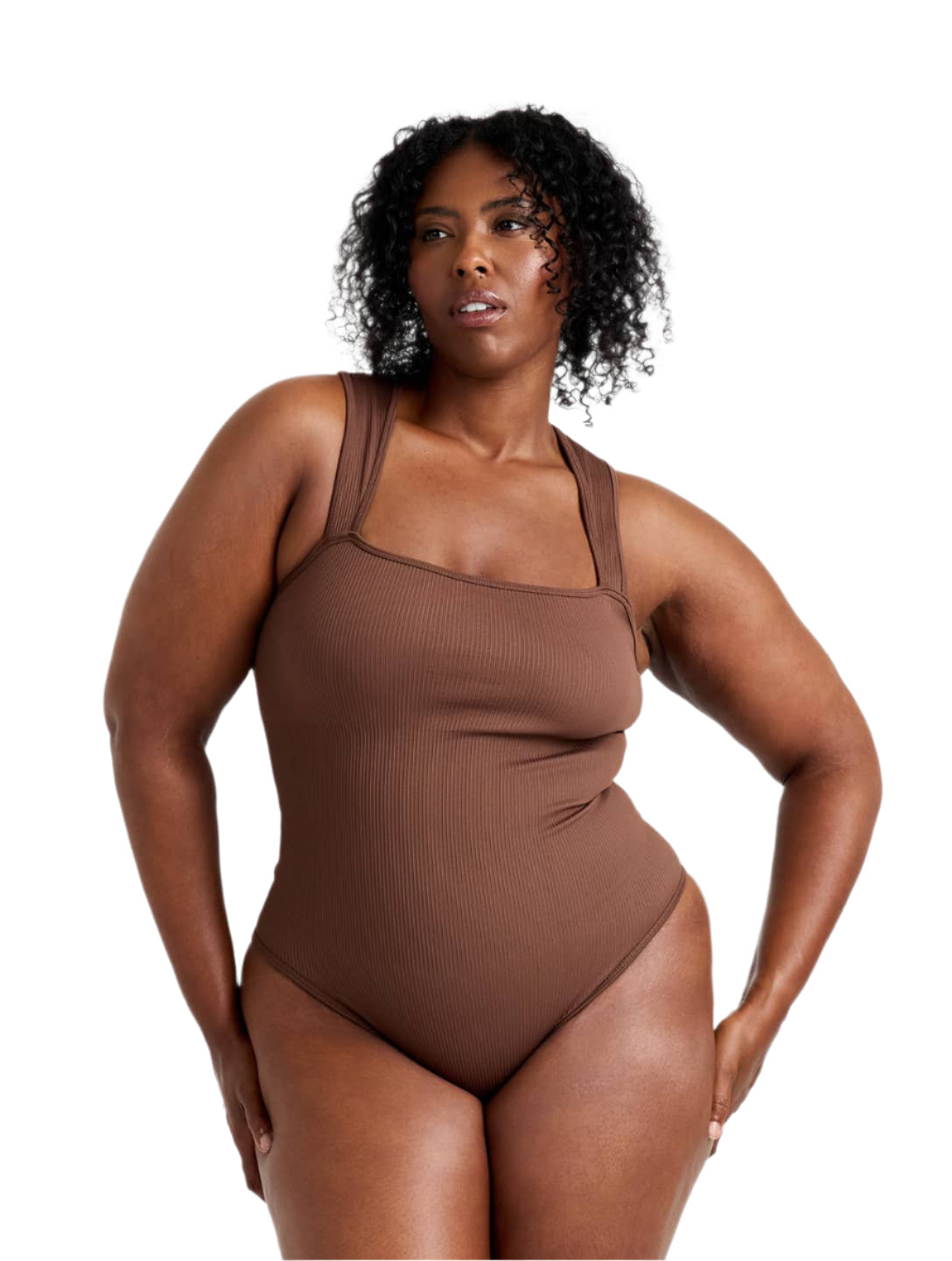 Ribbed Square Neck Shapewear Bodysuit from HeyShape