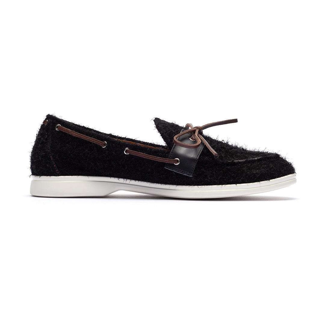 Men's Black Textured Suede Barca Yacht Loafer From Del Toro Shoes