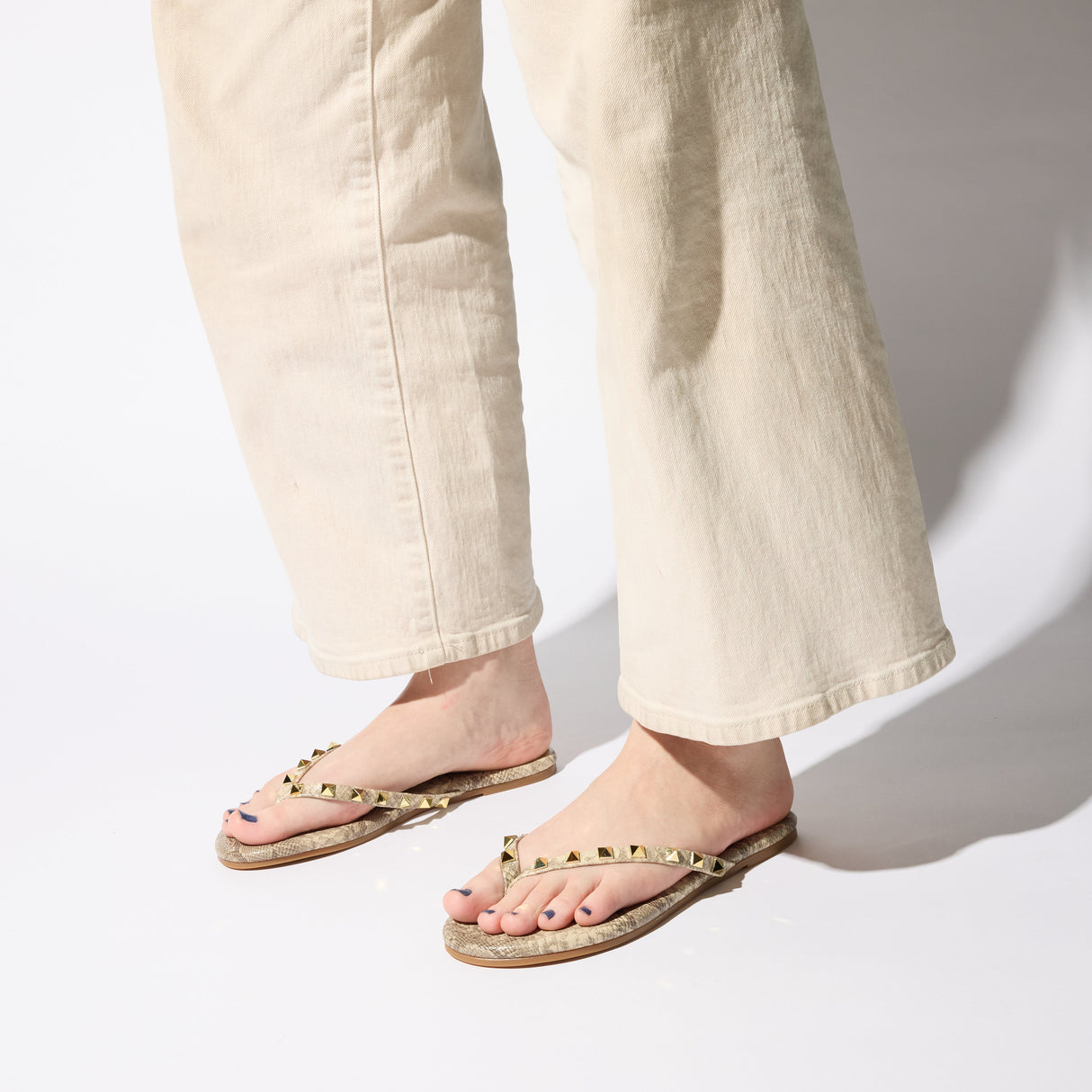 Rivington Stud Flip Flop in Snake Print from Yosi Samra