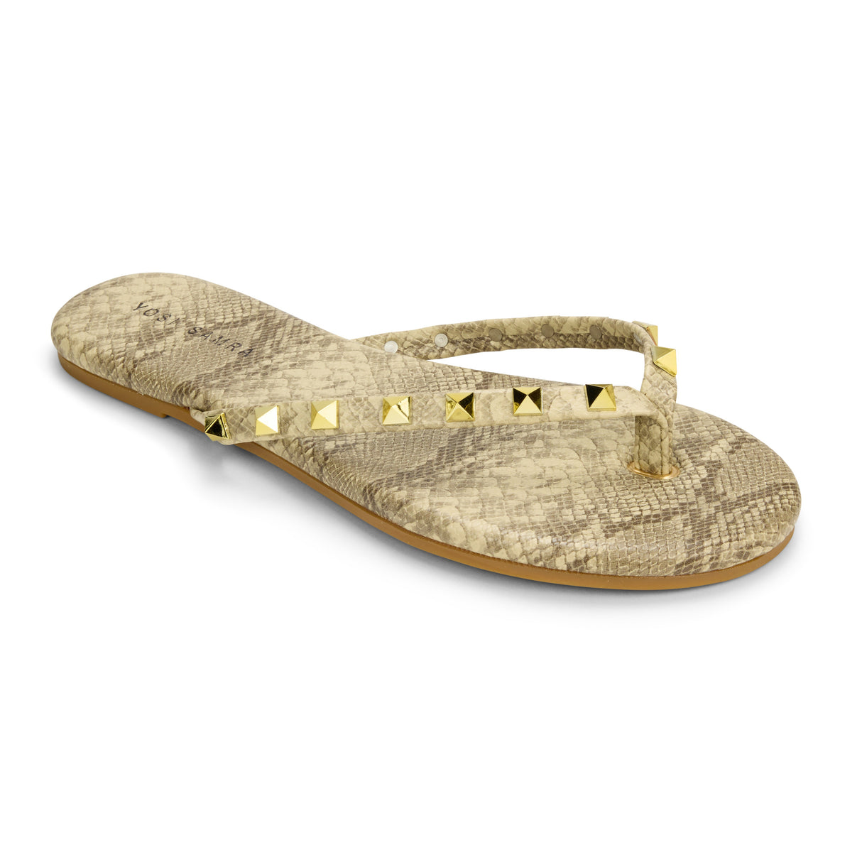 Rivington Stud Flip Flop in Snake Print from Yosi Samra