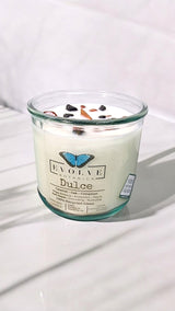 Rocks Candle - Dulce (Wood Wick Red Jasper & Onyx Gemstone Soy Candle) from Evolve Botanica