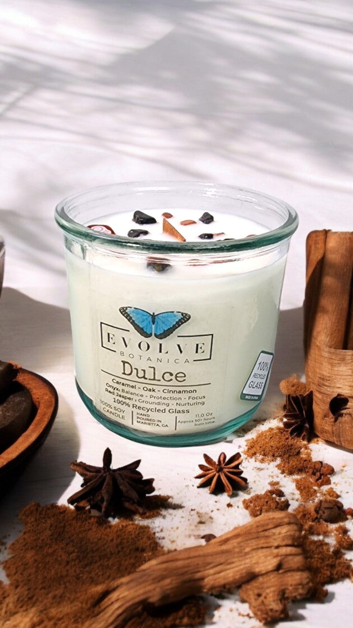 Rocks Candle - Dulce (Wood Wick Red Jasper & Onyx Gemstone Soy Candle) from Evolve Botanica