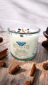 Rocks Candle - Dulce (Wood Wick Red Jasper & Onyx Gemstone Soy Candle) from Evolve Botanica