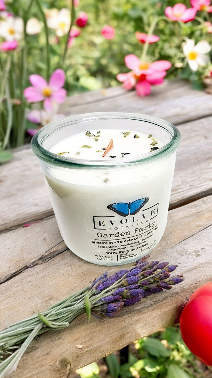 Rocks Candle - Garden Party (Wood Wick Gemstone Soy Candle) from Evolve Botanica