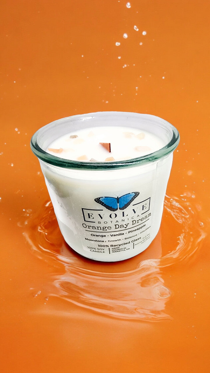 Rocks Candle - Orange Day Dream (Wood Wick Gemstone Soy Candle) from Evolve Botanica