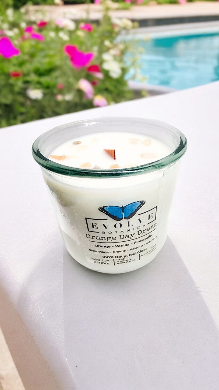 Rocks Candle - Orange Day Dream (Wood Wick Gemstone Soy Candle) from Evolve Botanica