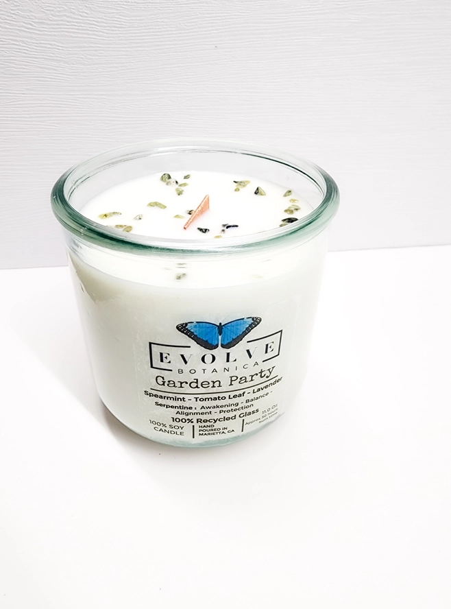 Rocks Candle - Garden Party (Wood Wick Gemstone Soy Candle) from Evolve Botanica