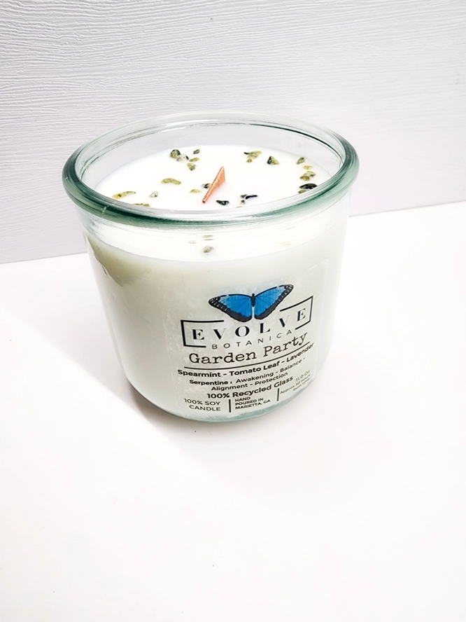 Rocks Candle - Garden Party (Wood Wick Gemstone Soy Candle) from Evolve Botanica