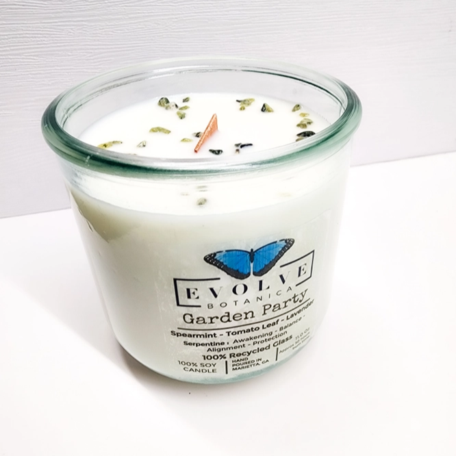 Rocks Candle - Garden Party (Wood Wick Gemstone Soy Candle) from Evolve Botanica