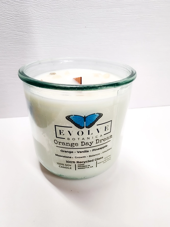 Rocks Candle - Orange Day Dream (Wood Wick Gemstone Soy Candle) from Evolve Botanica