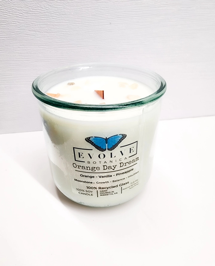 Rocks Candle - Orange Day Dream (Wood Wick Gemstone Soy Candle) from Evolve Botanica