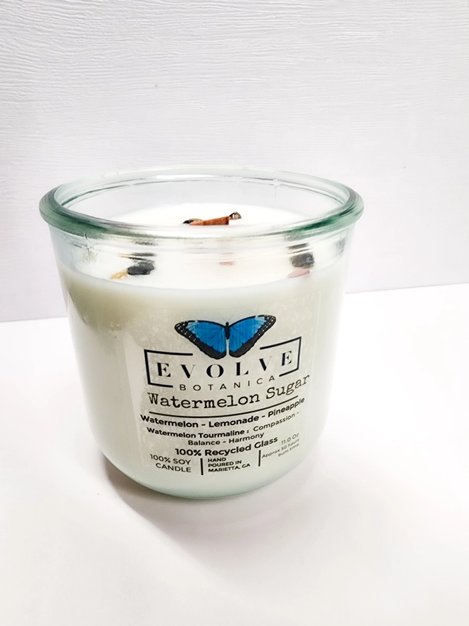 Rocks Candle - Watermelon Sugar (Wood Wick Gemstone Soy Candle) from Evolve Botanica