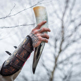 Curved Drinking Horn with Wooden Stand from Norse Tradesman