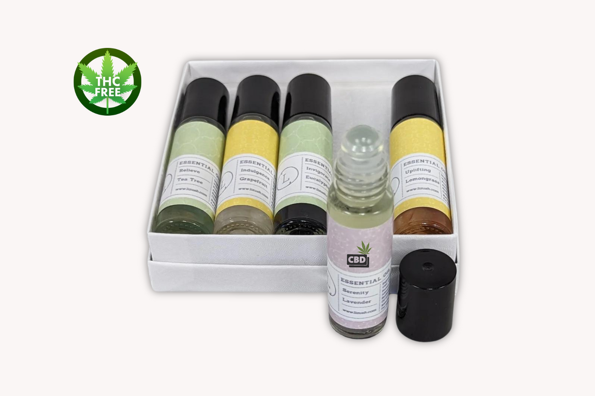 CBD Essential Oils Roll-On set with Crystals and CBD (THC free) from Lizush