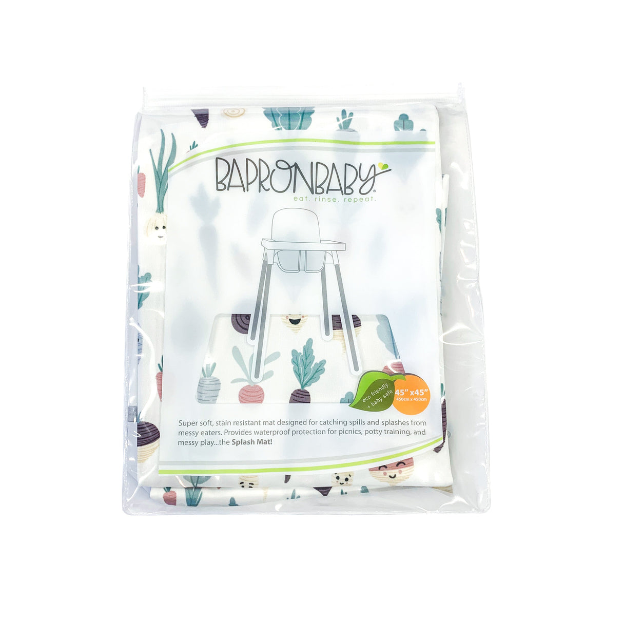 Root Veggies Splash Mat - A Waterproof Catch-All for Highchair Spills and More! from BapronBaby
