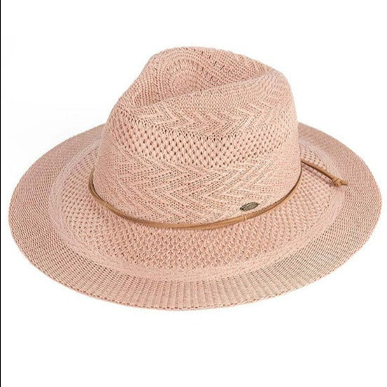 C.C Multi Pattern Suede String Band Panama Hat from Madeline Love