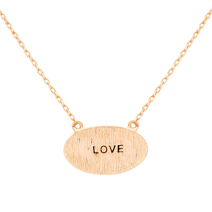 "Love" Brass Oval Metal Pendant Necklace from Madeline Love
